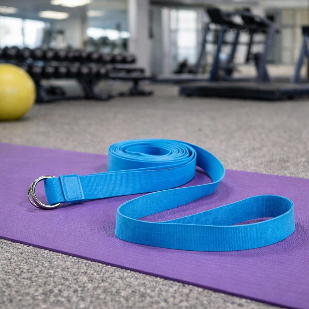 Cinturón de Yoga 2,44 m con Hebilla D-Anillos Azul 3/3