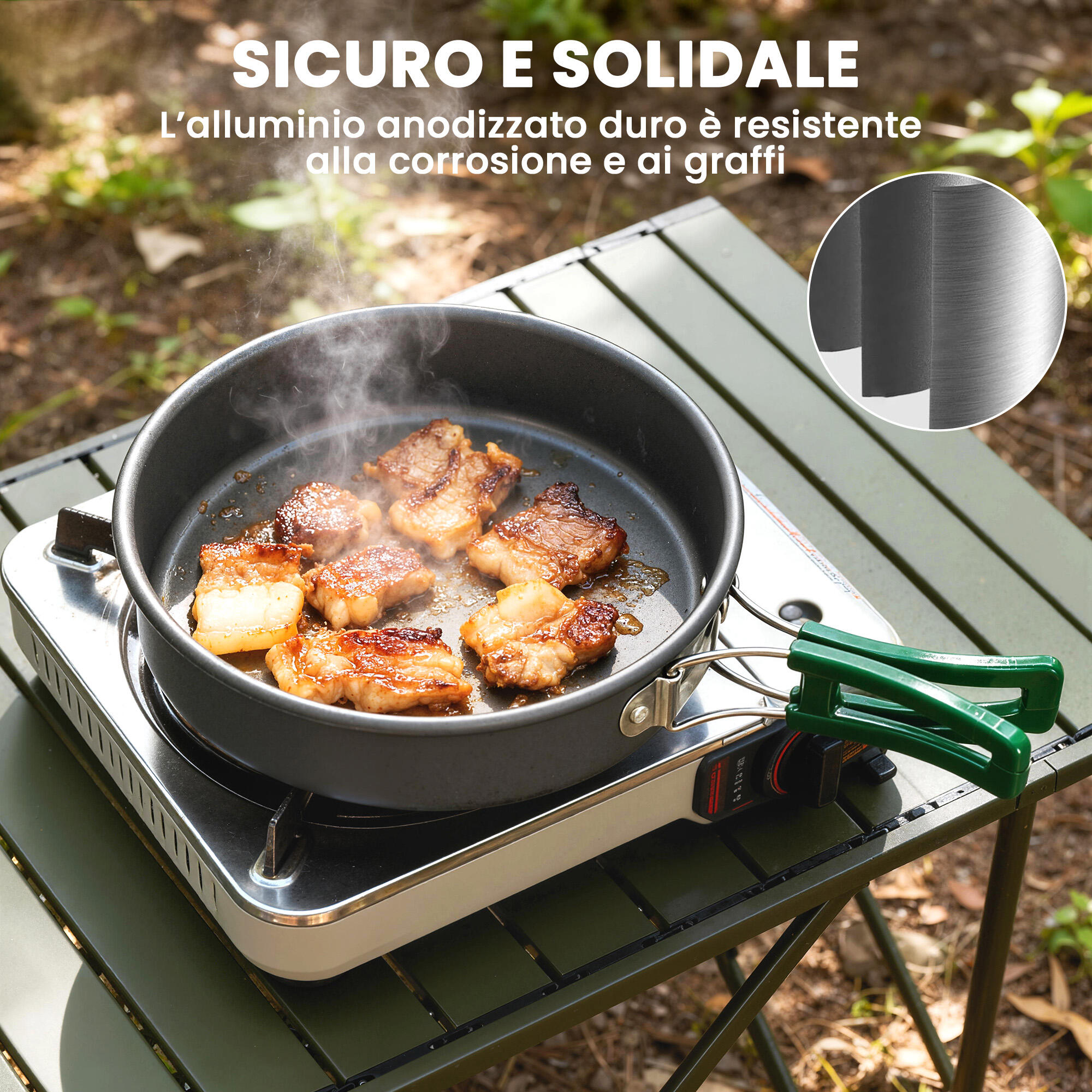 Outsunny Set Pentole Campeggio in Alluminio per 4-5 Persone Grigio 5/7