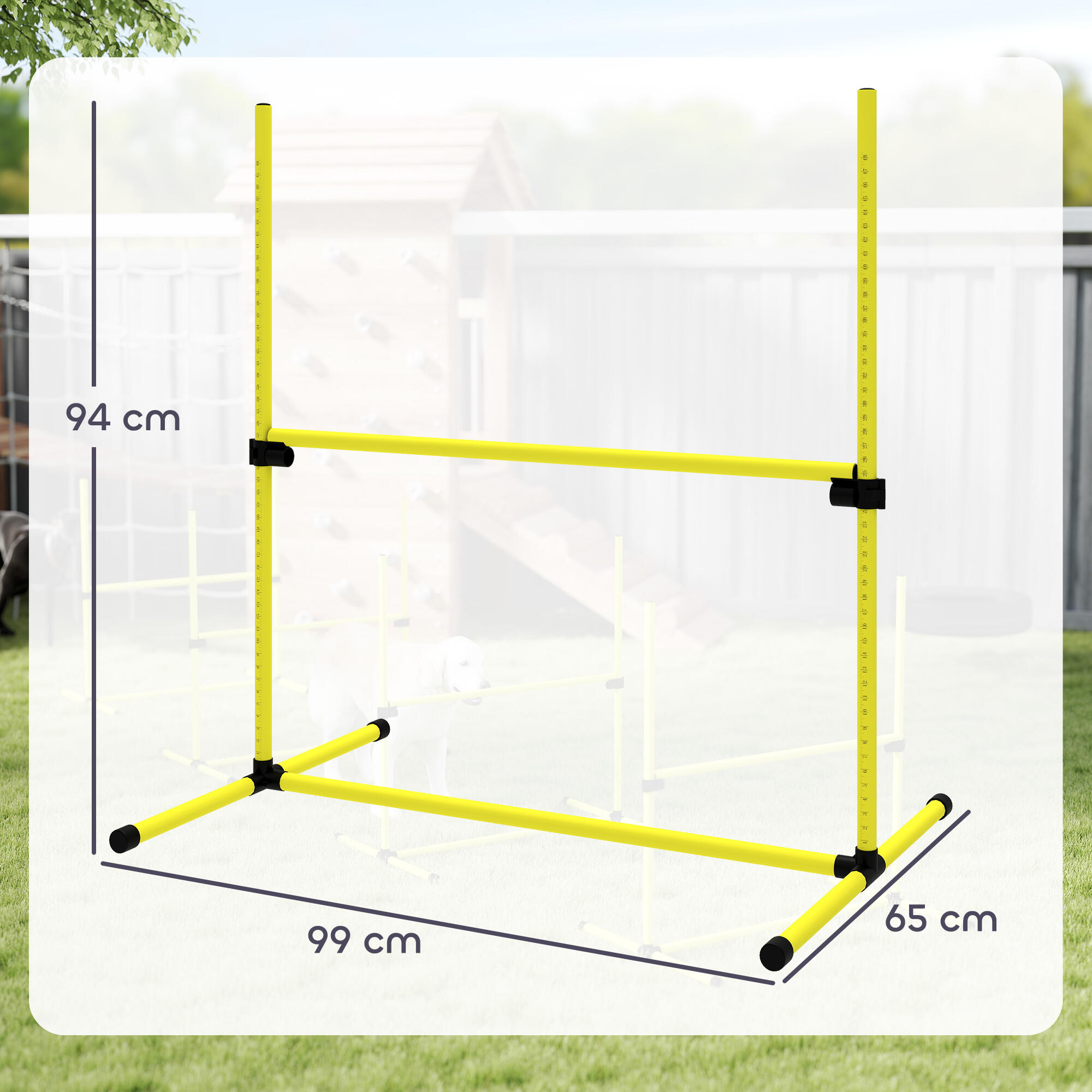PawHut Set 4 Ostacoli Agility Dog Addestramento Cani e Borsa da Trasporto Giallo 3/7