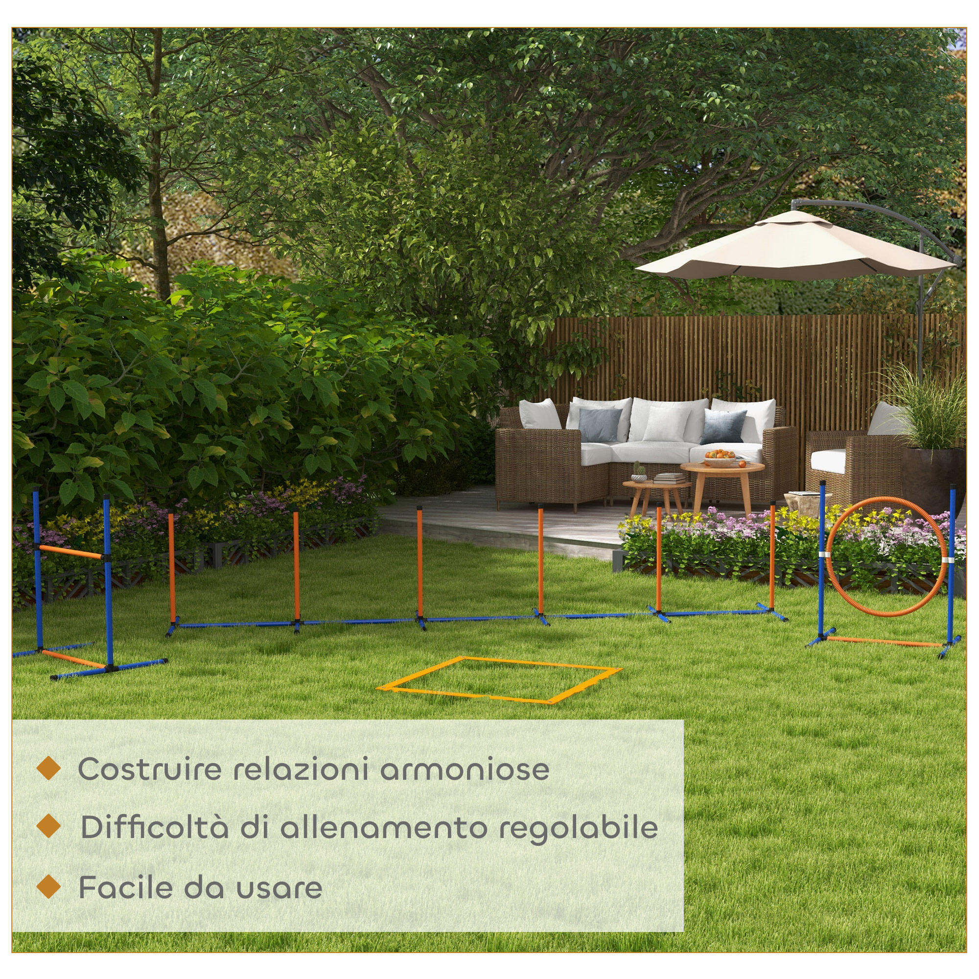 PawHut Set Agility Dog con Ostacoli Salto, Slalom, Fischietto, Palline e Borsa 6/7