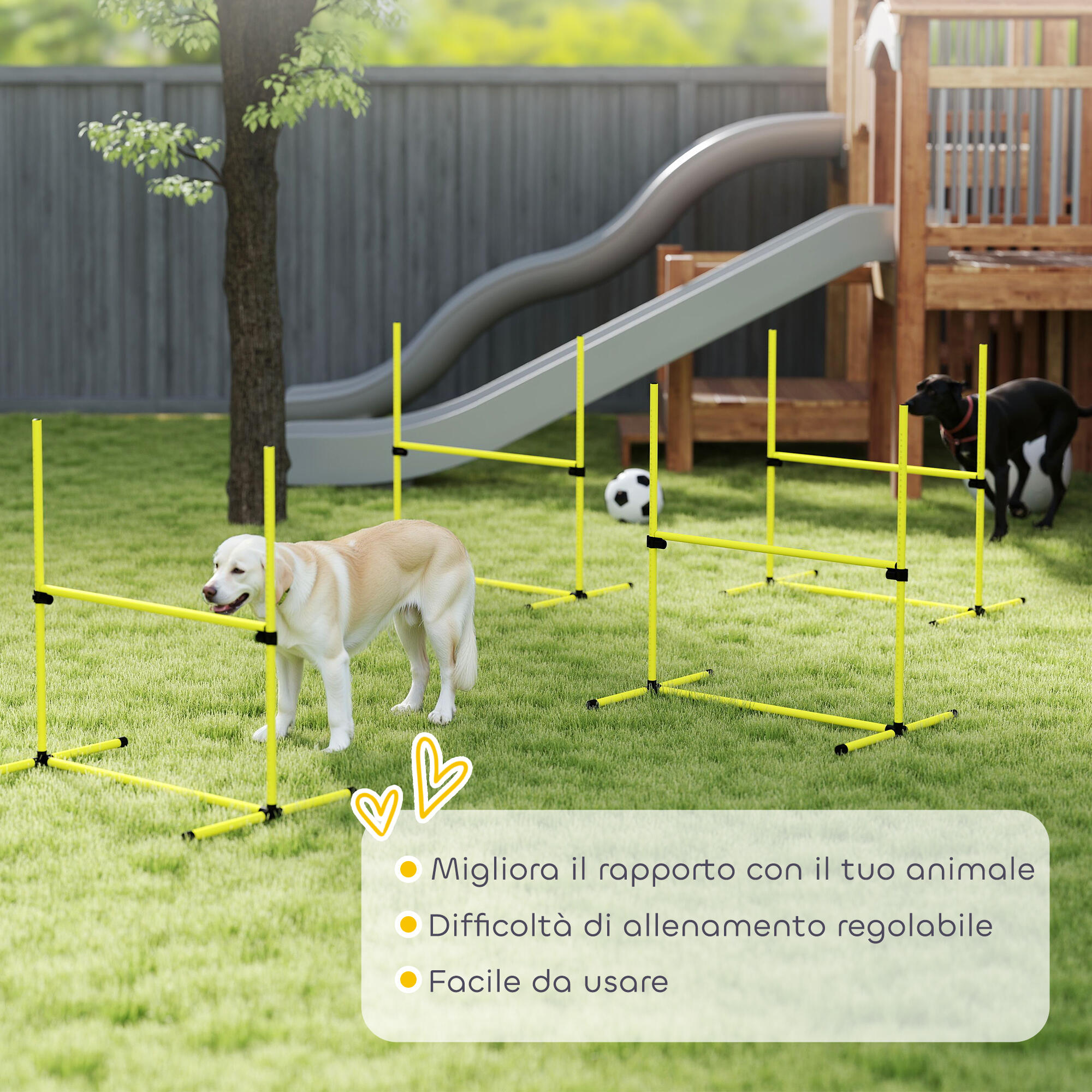 PawHut Set 4 Ostacoli Agility Dog Addestramento Cani e Borsa da Trasporto Giallo 7/7