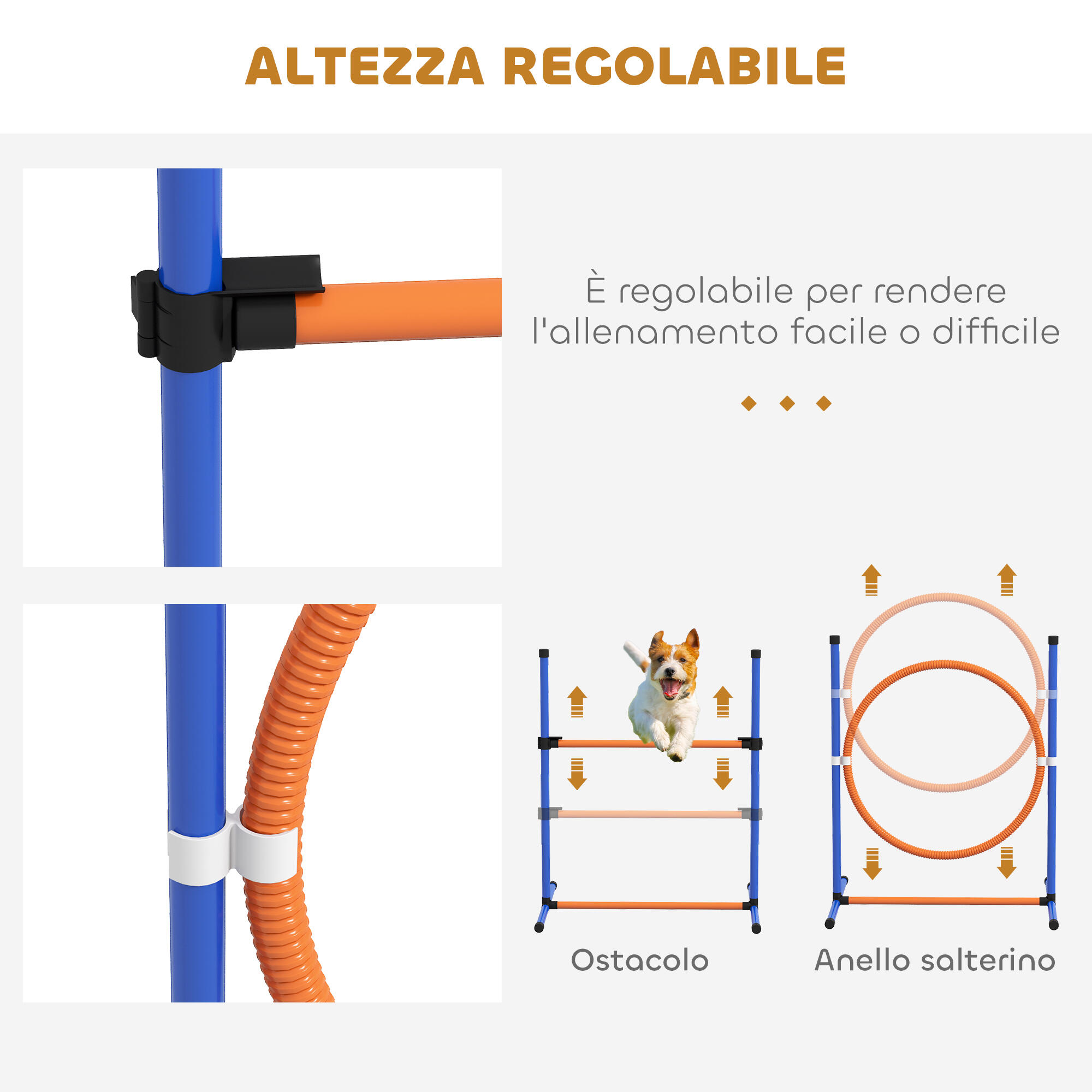 PawHut Set Agility Dog con Ostacoli Salto, Slalom, Fischietto, Palline e Borsa 4/7
