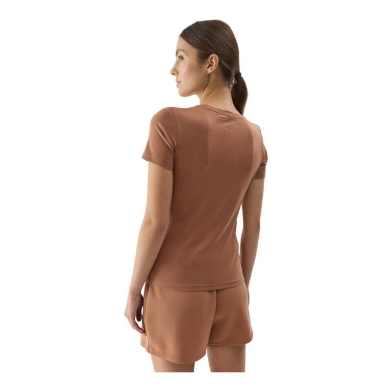 Camiseta mujer 4F manga corta cuello redondo marrón cobrizo 2/2