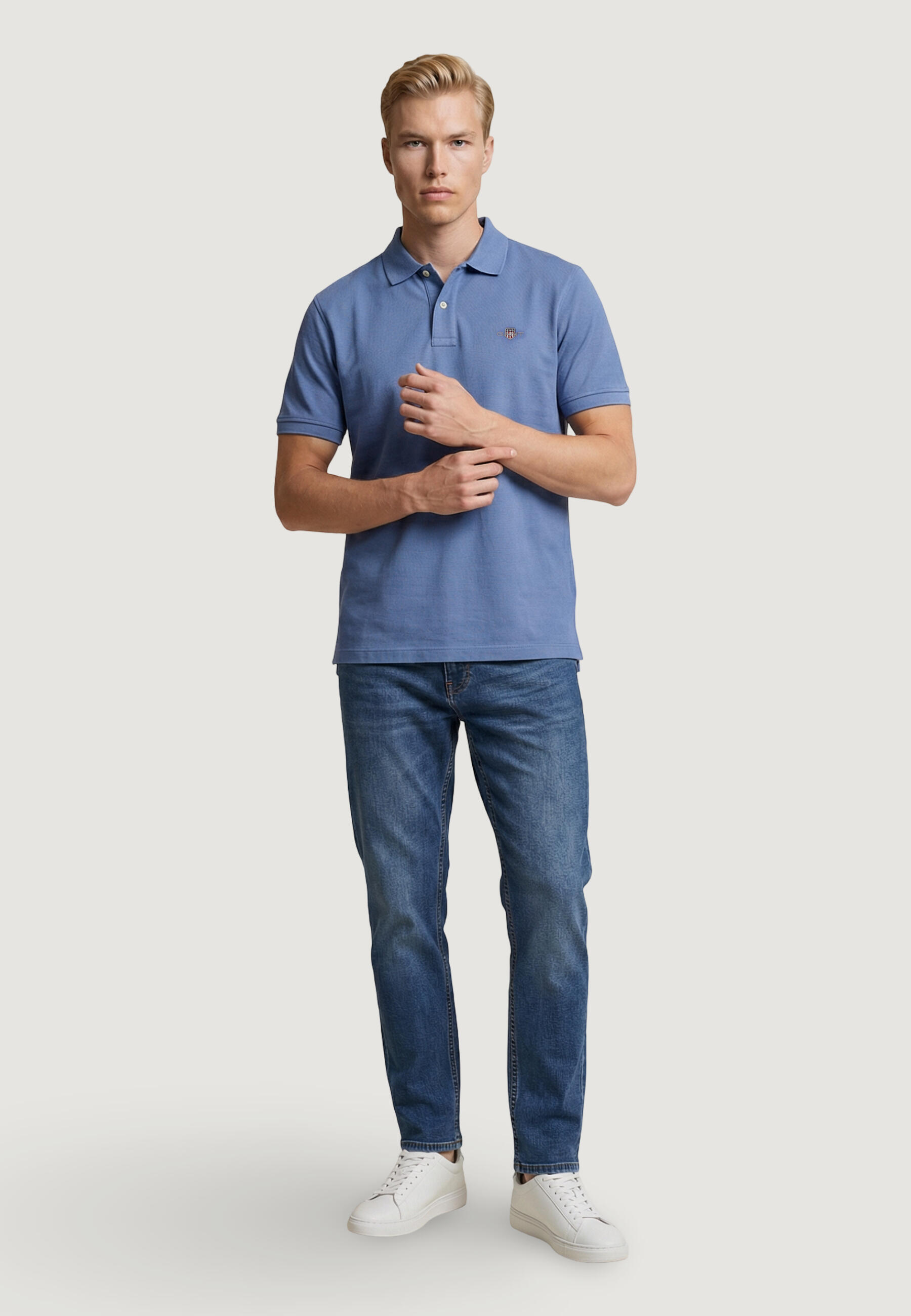 Polo maniche corte Uomo REG SHIELD SS PIQUE POLO Blu Chiaro 5/5
