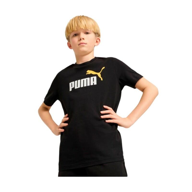T‑shirt Puma ESS 2 Color junior unisexo preto com logo. 3/3
