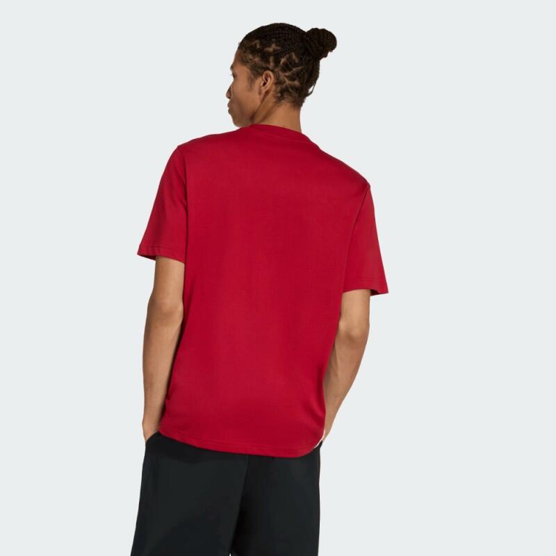 T‑shirt Adidas Essentials Three Stripes rouge en coton 3/3