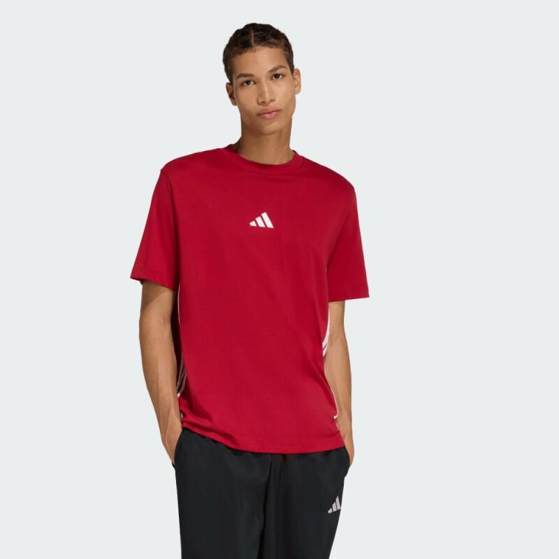 T‑shirt Adidas Essentials Three Stripes rouge en coton 2/3