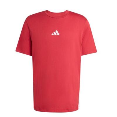 Adidas essentials three stripes t‑shirt rood katoen korte mouw