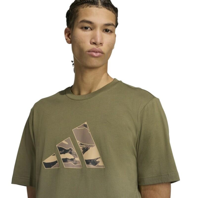 Adidas T-Shirt grün mit Camo-Logo aus Baumwollstrick 2/3