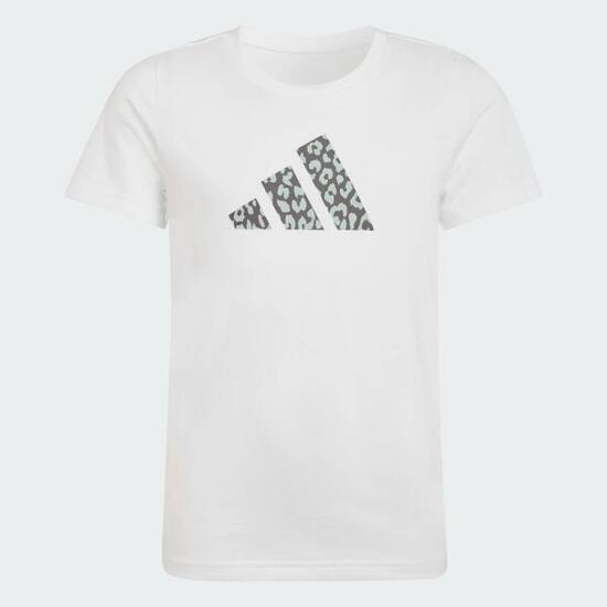 T-shirt Adidas Fille Blanc Animal Print KA2986
