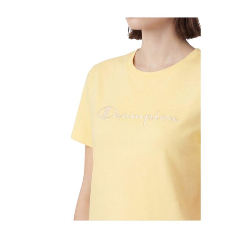 Camiseta manga corta Champion mujer amarillo - algodón premium 2/3