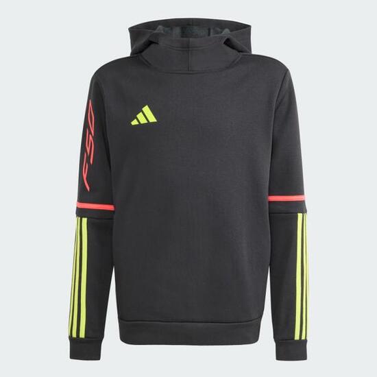 Sweat à capuche Adidas junior unisexe KH0461 noir avec détails fluo