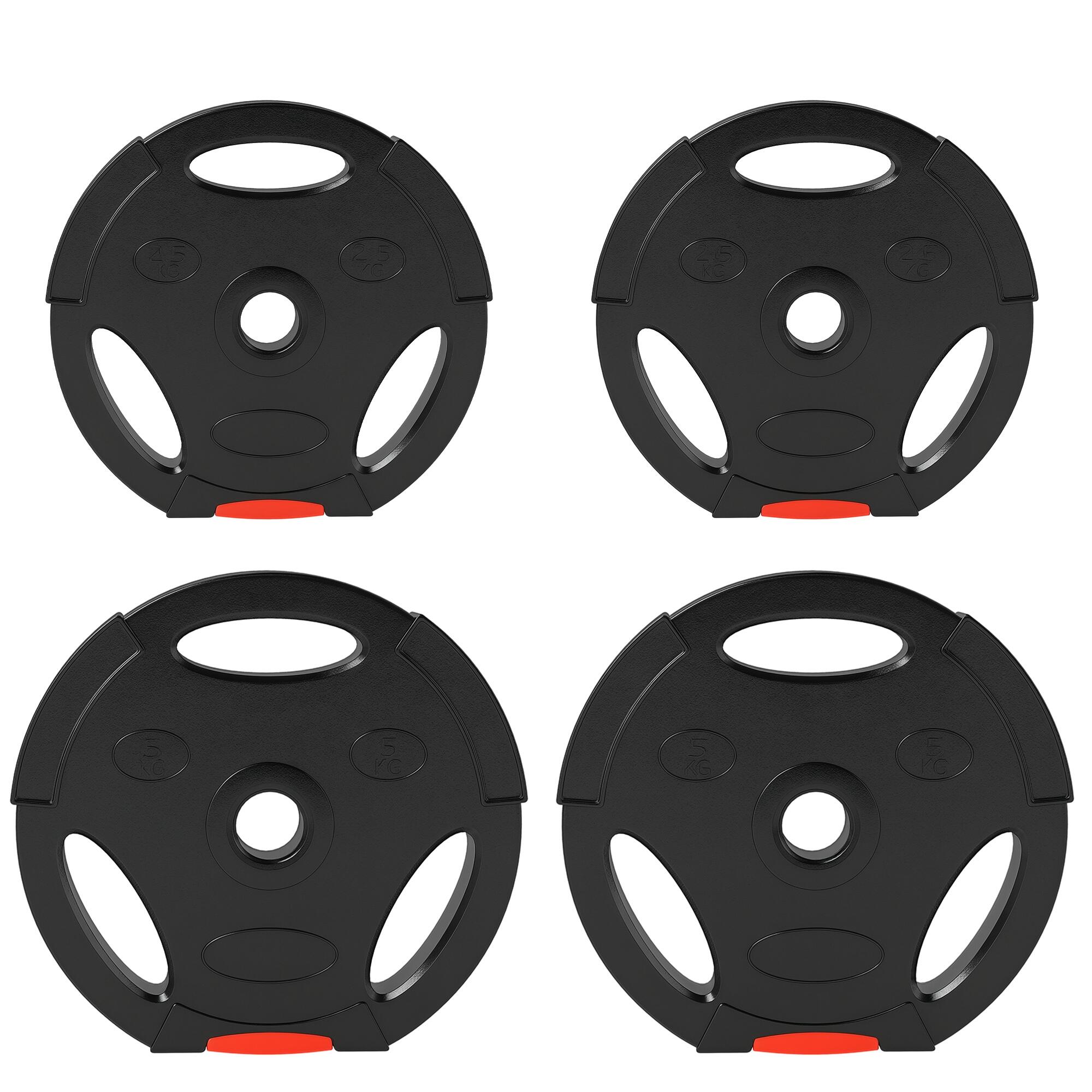 SPORTNOW Kit Pesi con 2 Dischi da 5 kg e 2 Dischi da 2.5 kg con 3 Fori Nero 1/7