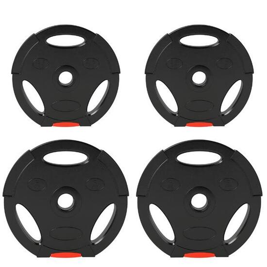 SPORTNOW Kit Pesi con 2 Dischi da 5 kg e 2 Dischi da 2.5 kg con 3 Fori Nero