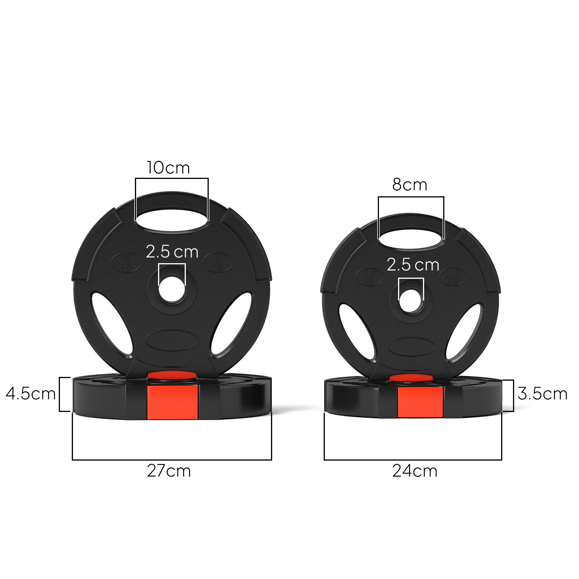SPORTNOW Kit Pesi con 2 Dischi da 5 kg e 2 Dischi da 2.5 kg con 3 Fori Nero 3/7