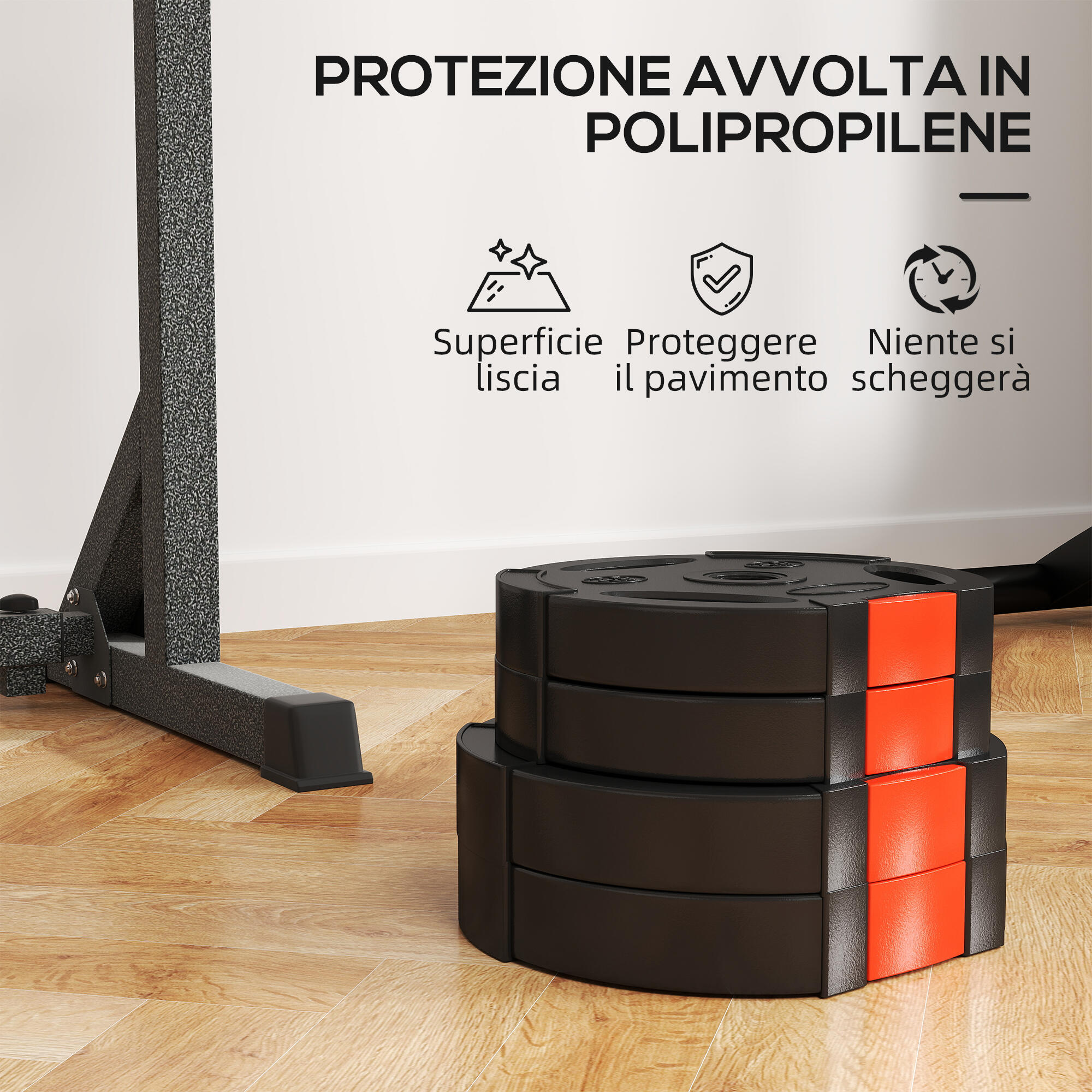 SPORTNOW Kit Pesi con 2 Dischi da 5 kg e 2 Dischi da 2.5 kg con 3 Fori Nero 6/7