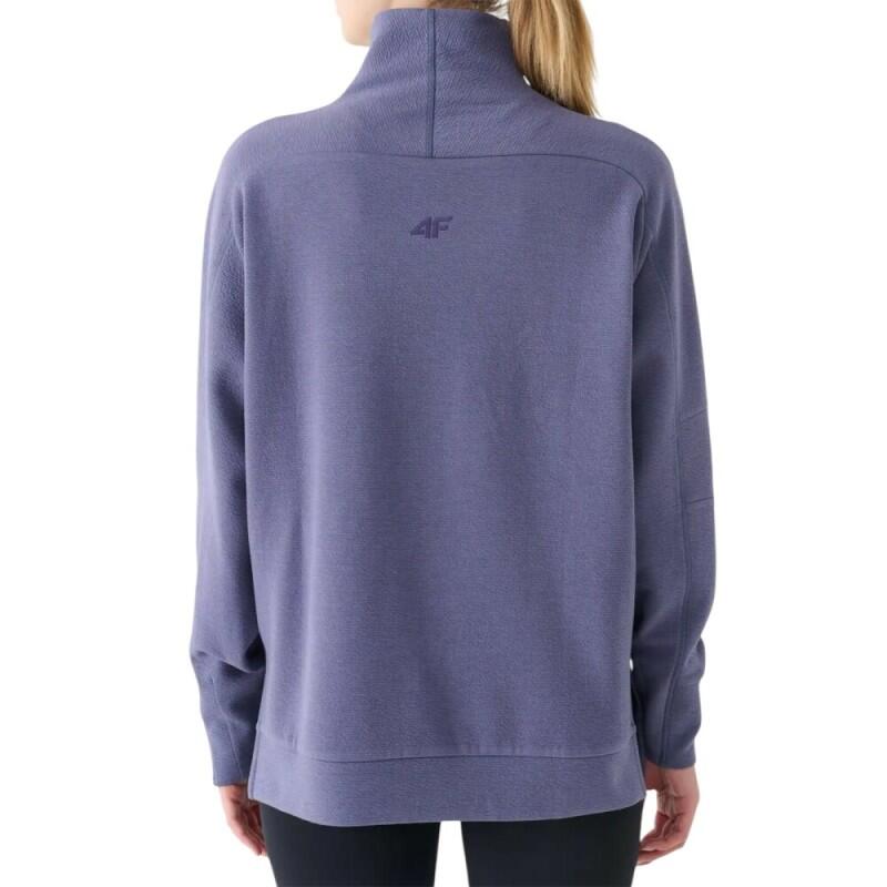 Sudadera yoga 4F mujer - cuello alto, manga larga, azul. 2/3