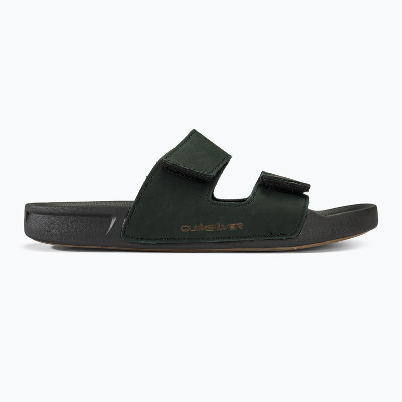Papuci bărbați Quiksilver Rivi Leather Double Adjust negri 1