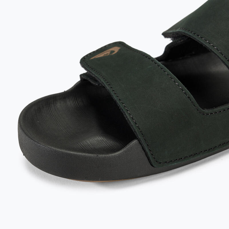 Papuci bărbați Quiksilver Rivi Leather Double Adjust negri 1