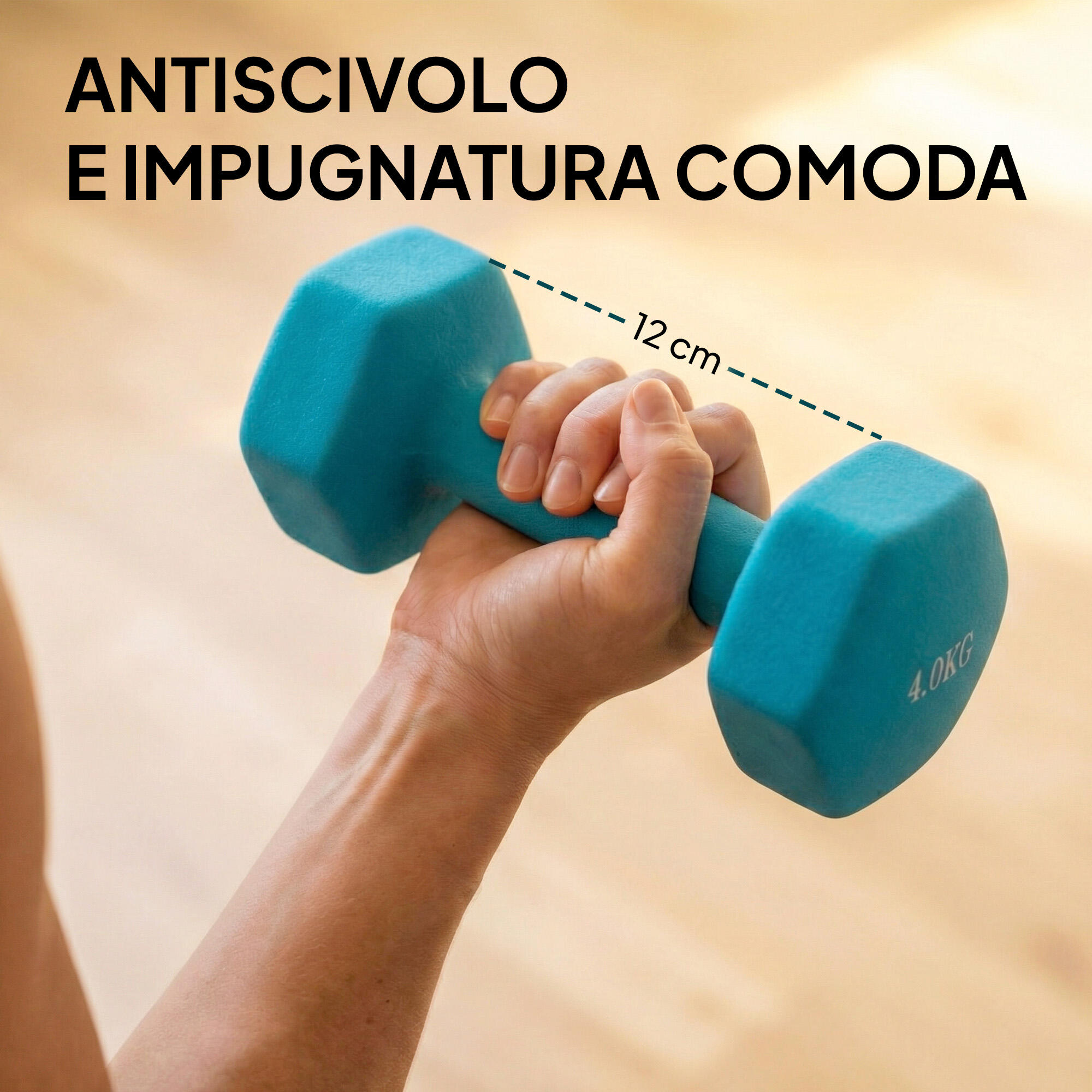 SPORTNOW Set di Manubri Esagonali con Supporto, 1-4kg, Nero 5/8