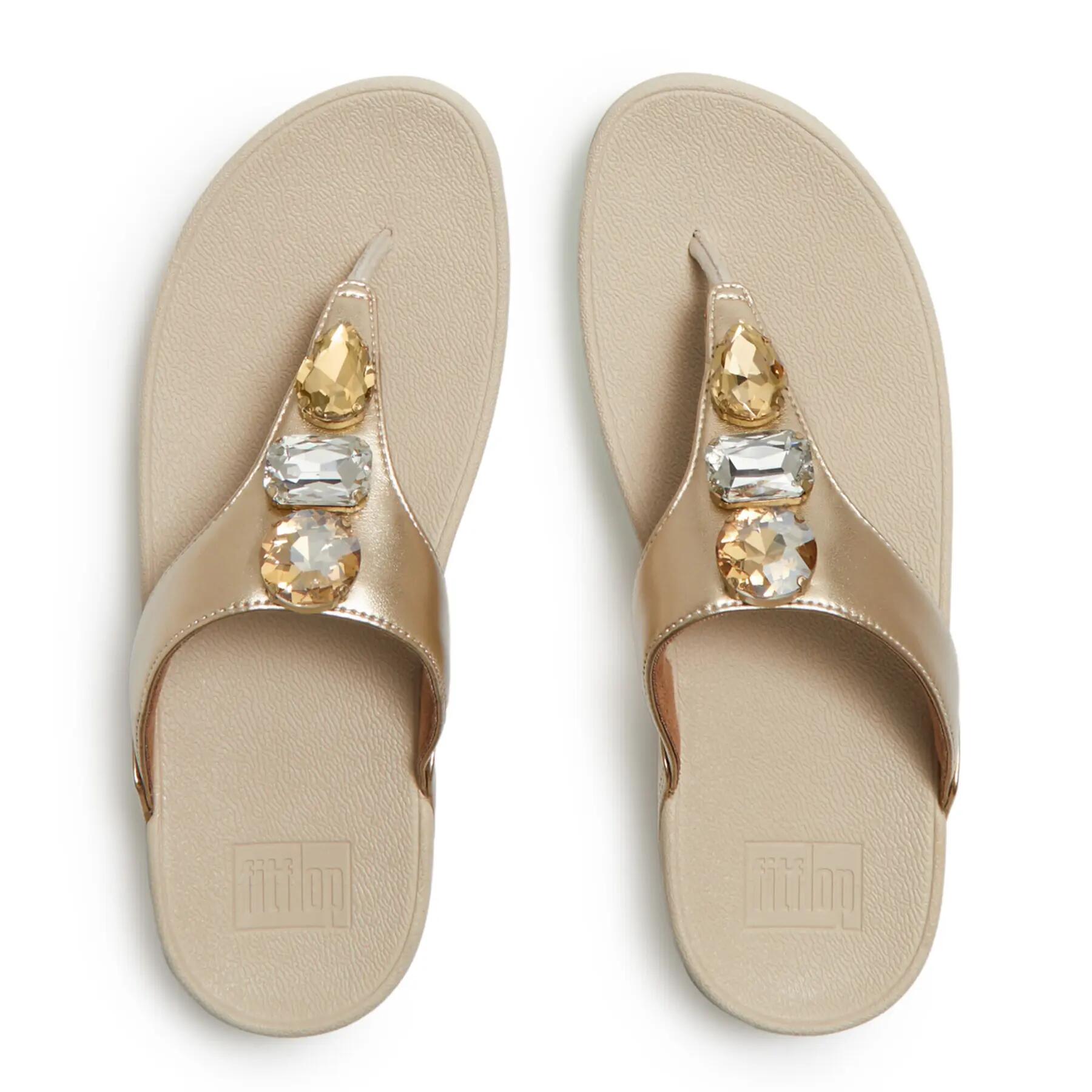 Sandalias de dedo con cuña mujer FitFlop Lulu Ultra-Jewel Metallic 3/7