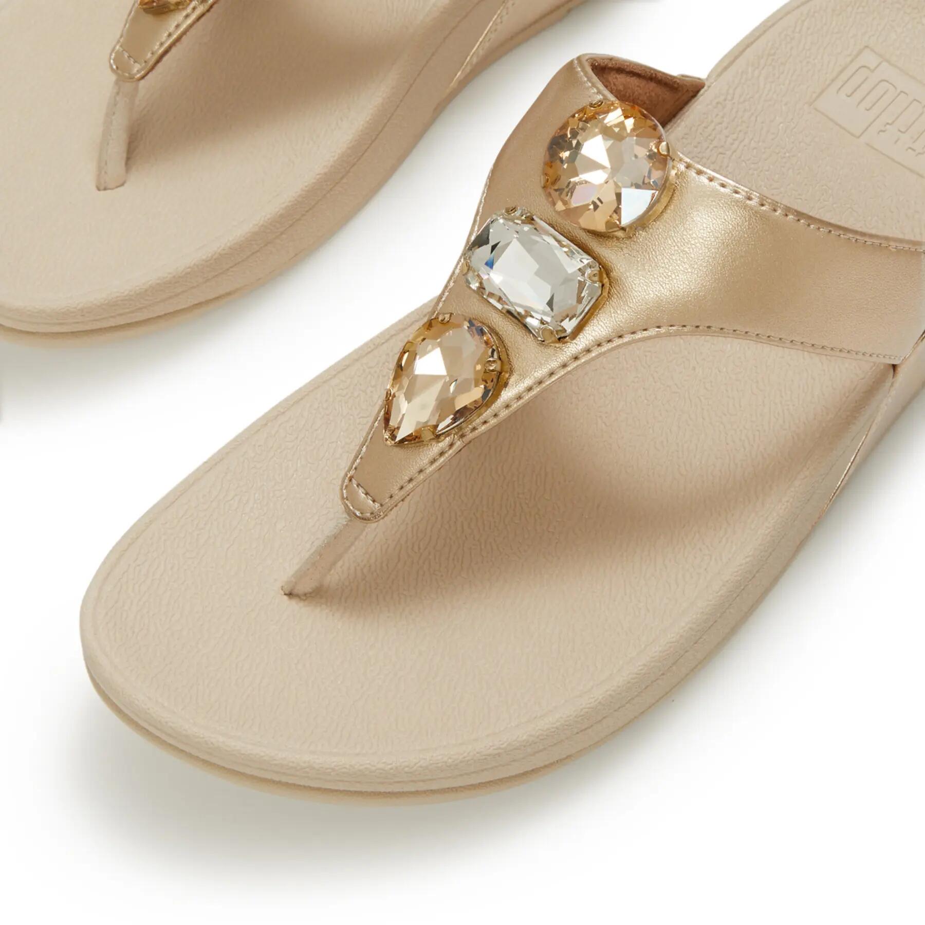 Sandalias de dedo con cuña mujer FitFlop Lulu Ultra-Jewel Metallic 4/7