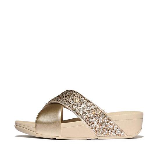 Damskie sandały na koturnie FitFlop Lulu Crystal-Mix