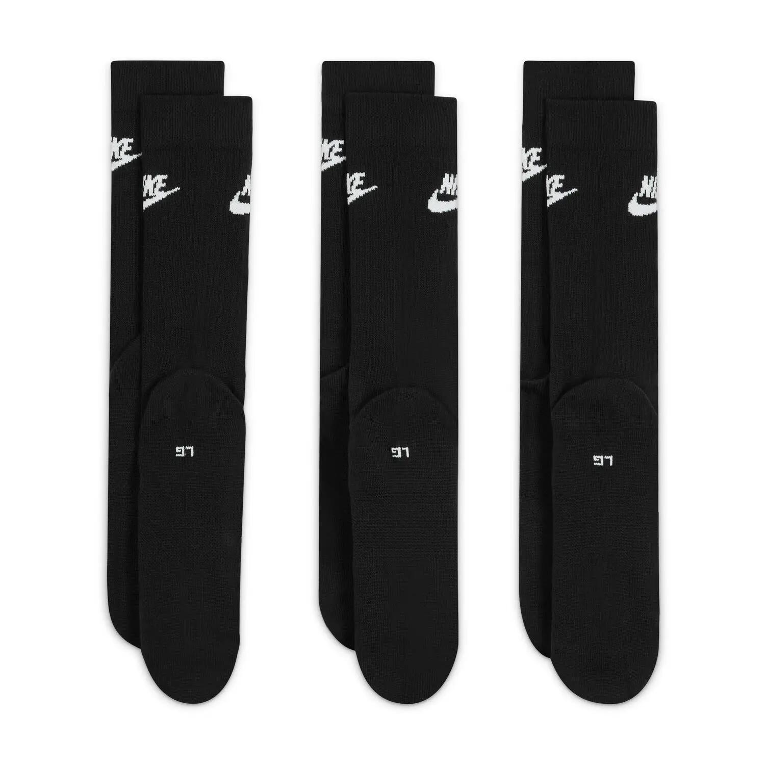 Calcetines negros Nike Sportswear Everyday Essential Crew unisex (x3)</s 3/4