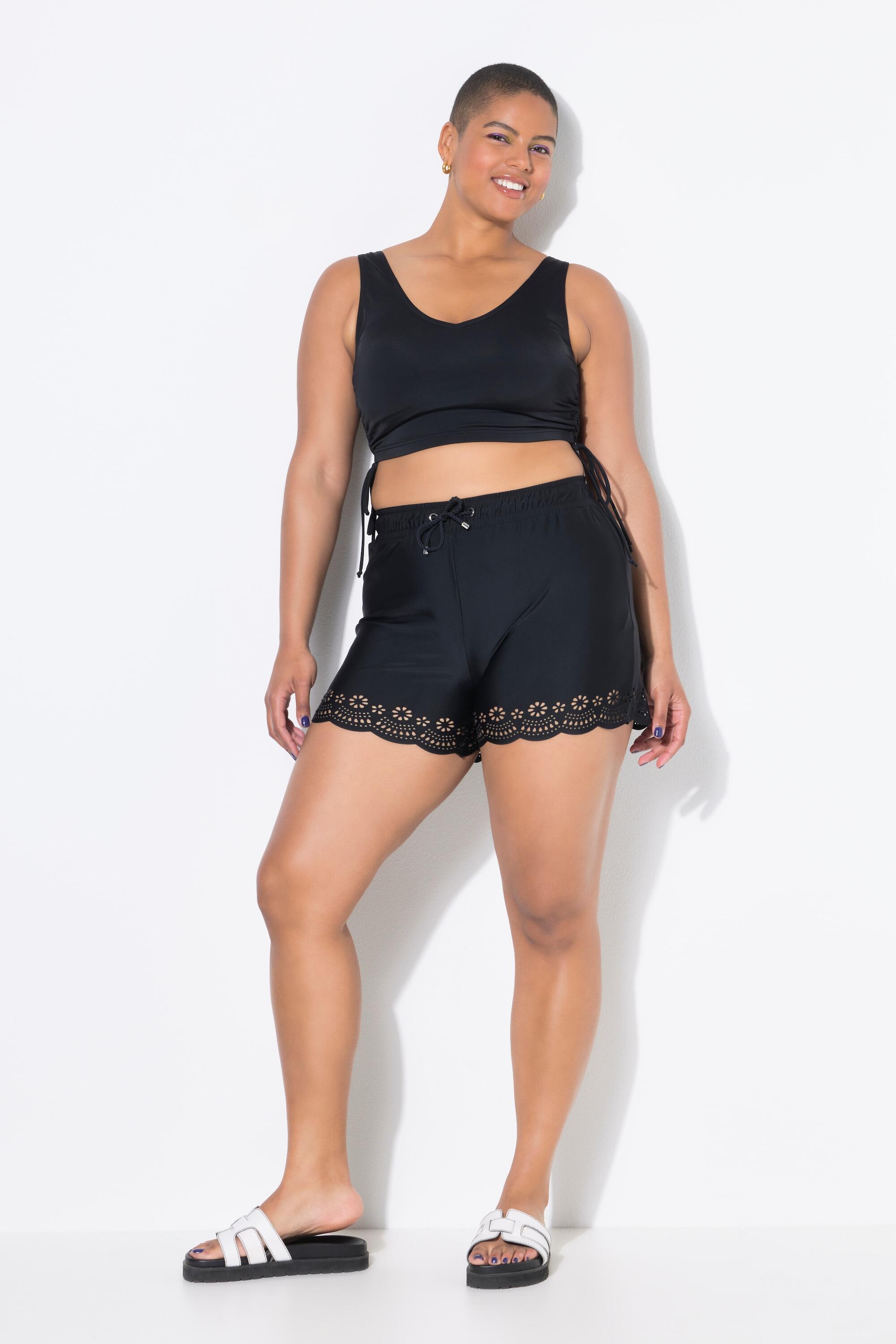 Dames Zwemshort wijde pijpen lasercut-zoom elastische tailleband 3/7