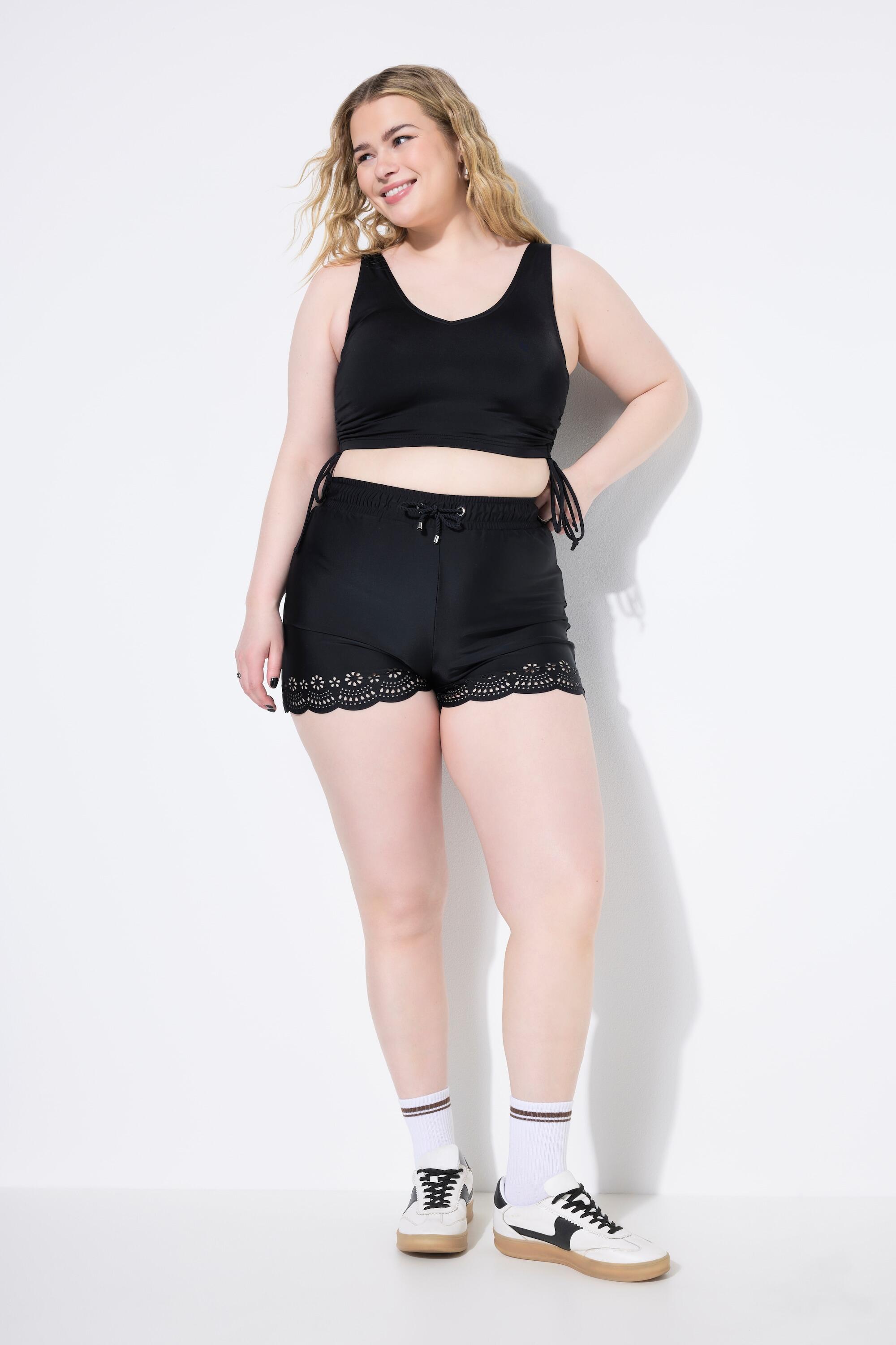 Dames Zwemshort wijde pijpen lasercut-zoom elastische tailleband 5/7