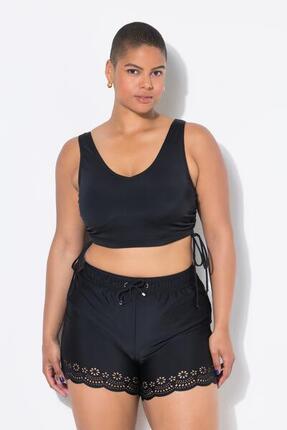 Damen Badeshorts weites Bein Lasercut-Saum