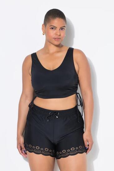 Damen Badeshorts weites Bein Lasercut-Saum