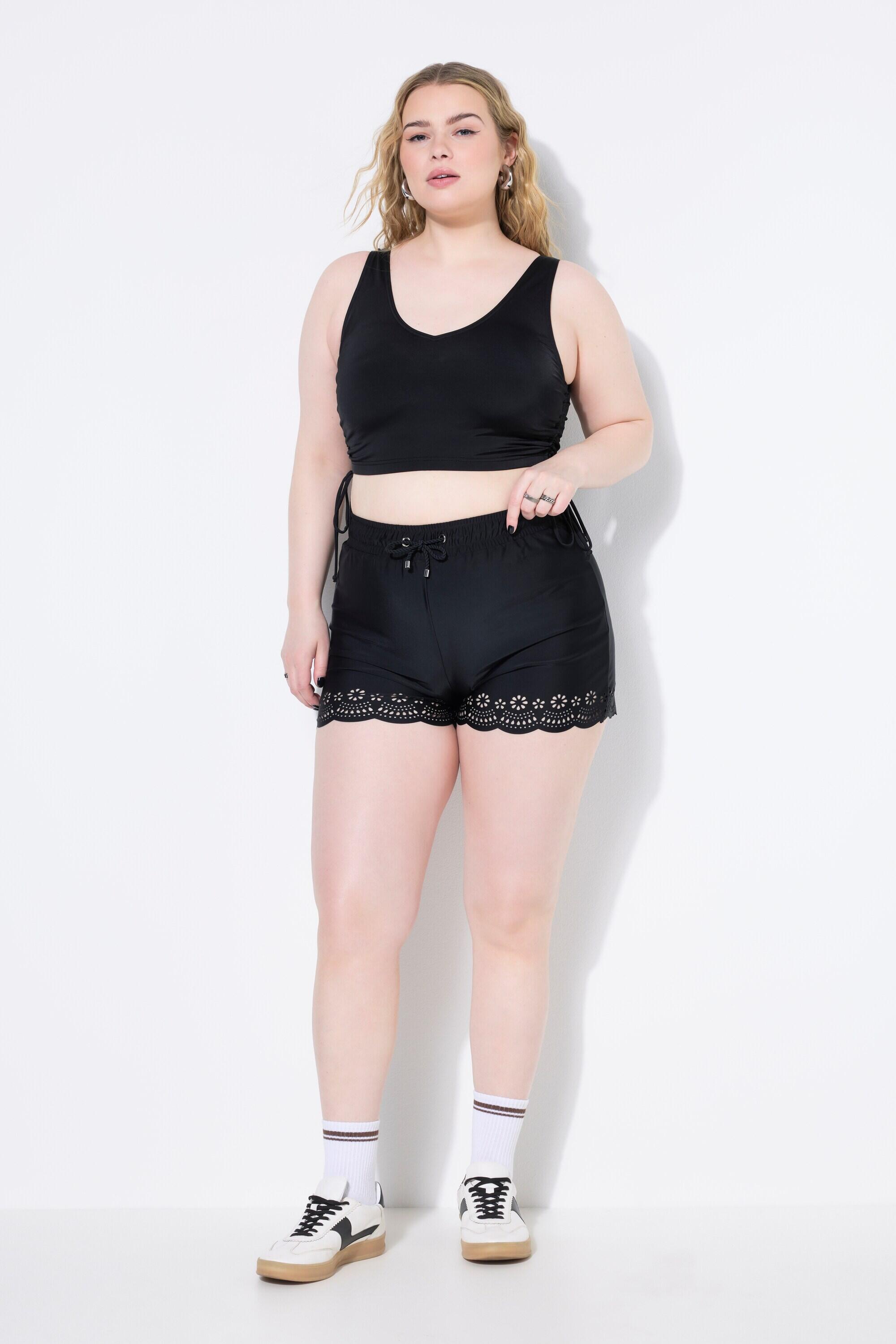 Dames Zwemshort wijde pijpen lasercut-zoom elastische tailleband 4/7