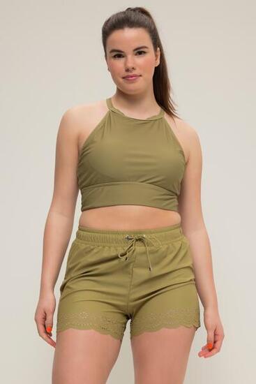 Damen Badeshorts weites Bein Lasercut-Saum
