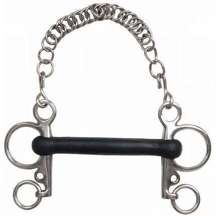 Mors pelham droit pour cheval en caoutchouc T de T