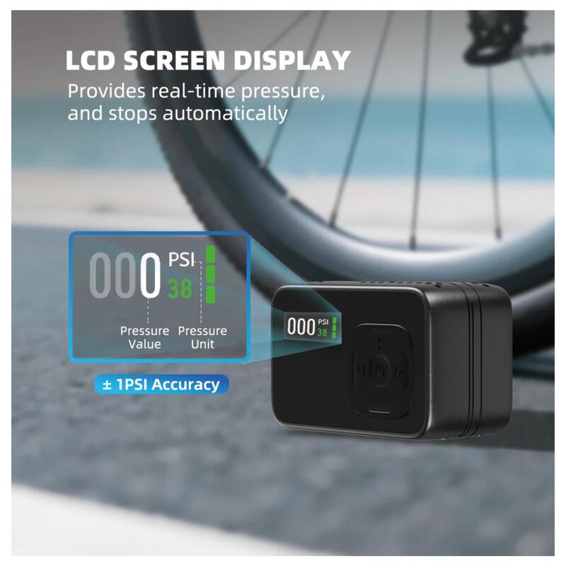 pompa electrica bicicleta compacta 120 PSI digital USB-C