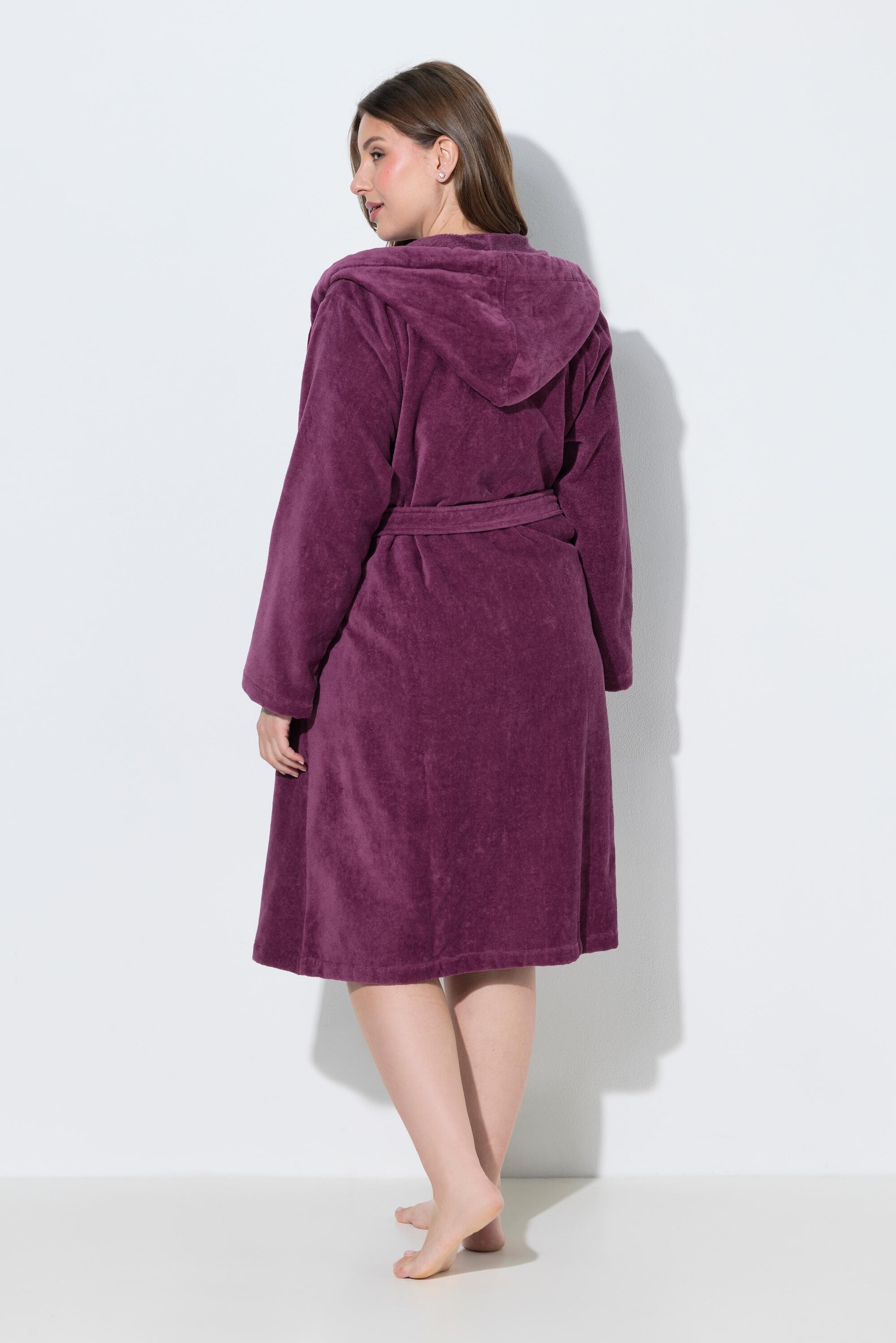 Femme Peignoir à capuche en éponge ceinture et coupe évasée 2/6