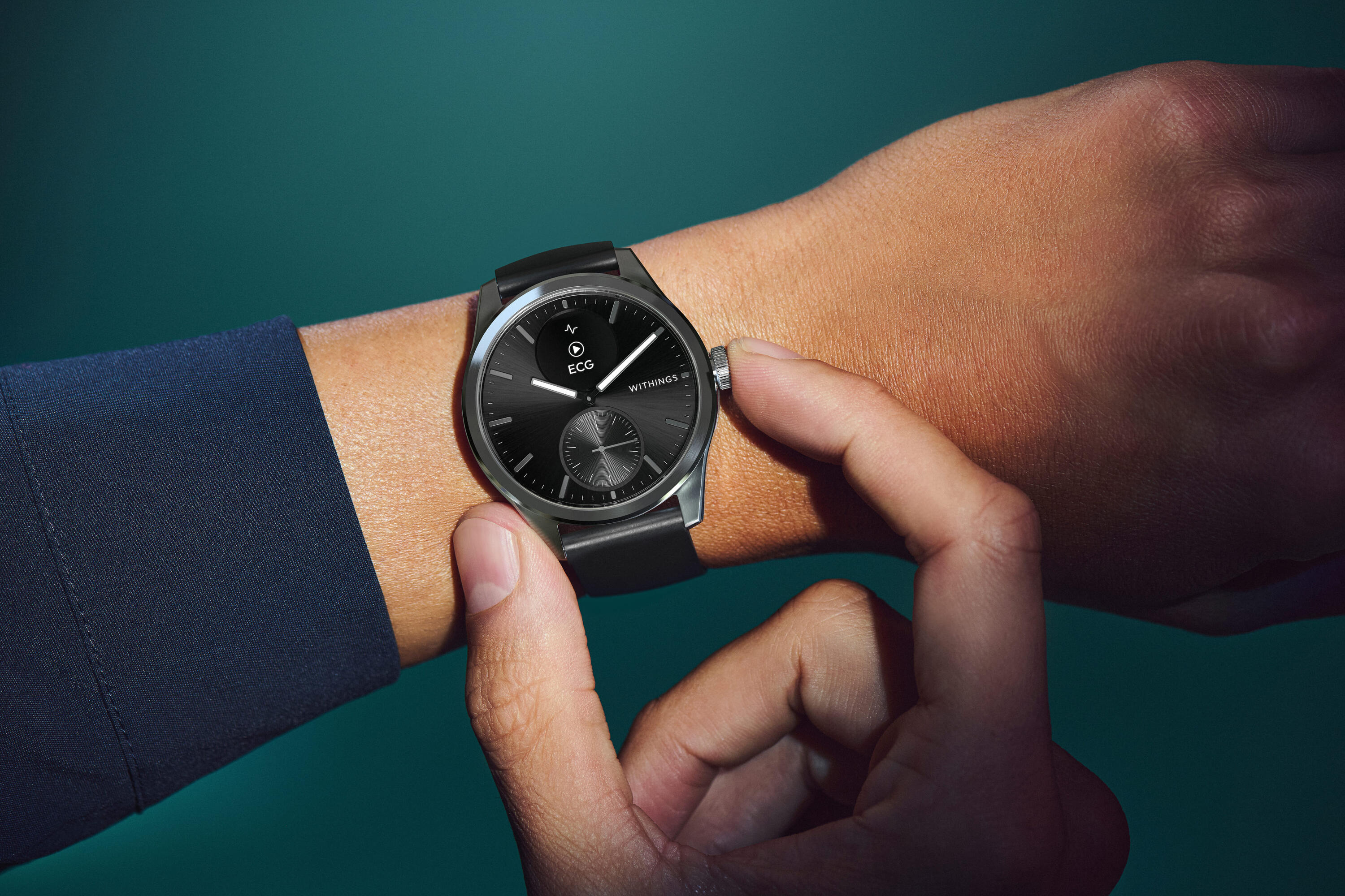 WITHINGS ScanWatch 2 - Smartwatch salute ECG SpO2 temperatura 42mm Nero 2/5