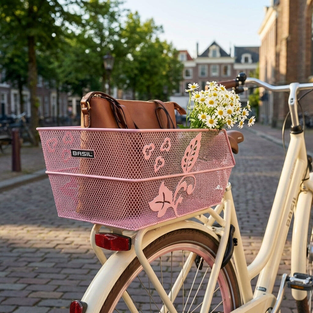 Panier à Vélo Cento S FM Flower Avec Fixation Fixe 31 X 21 X 9 Cm Vert Olive
