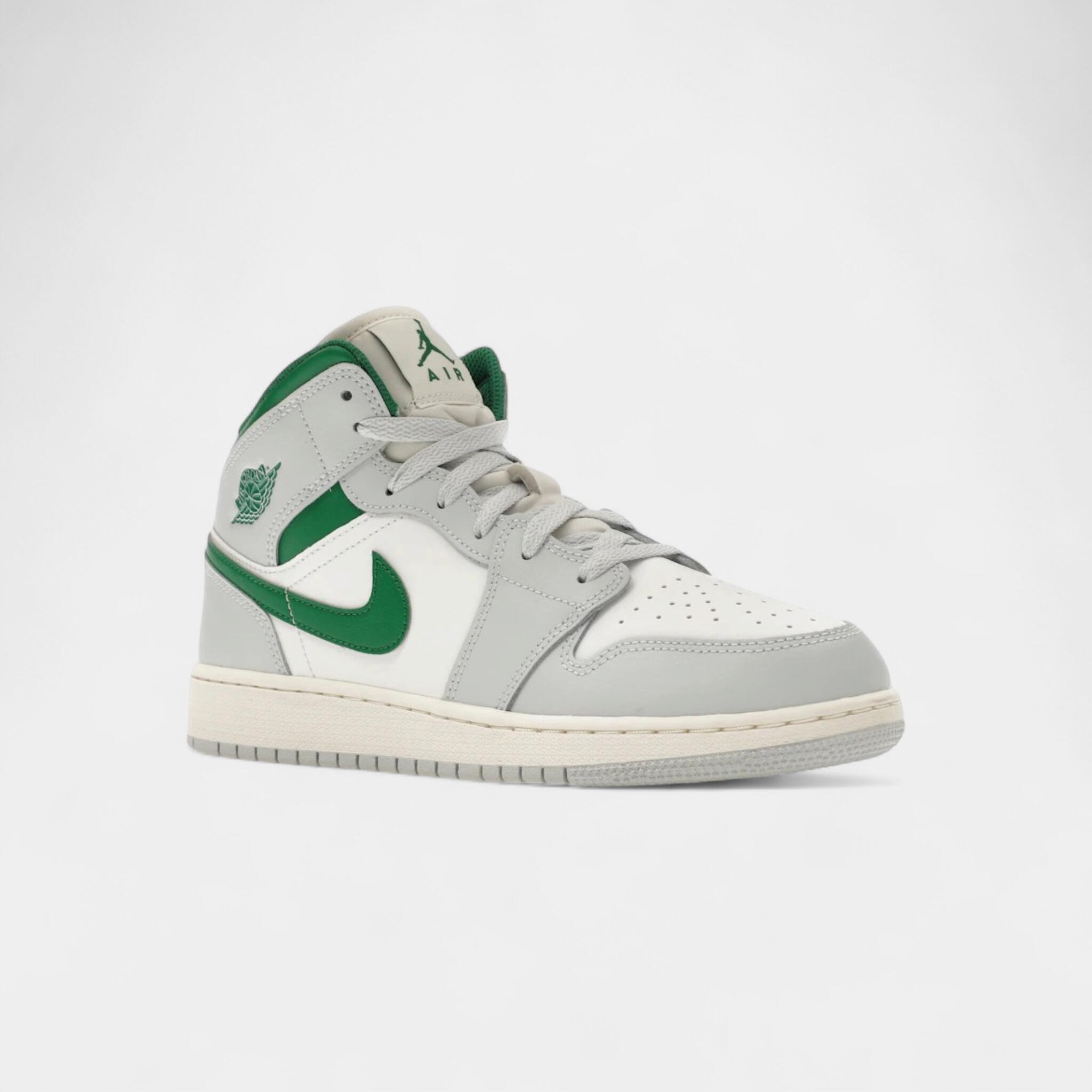 Jordan 1 Mid White Pure Platinum Pine Green (GS) 2/4