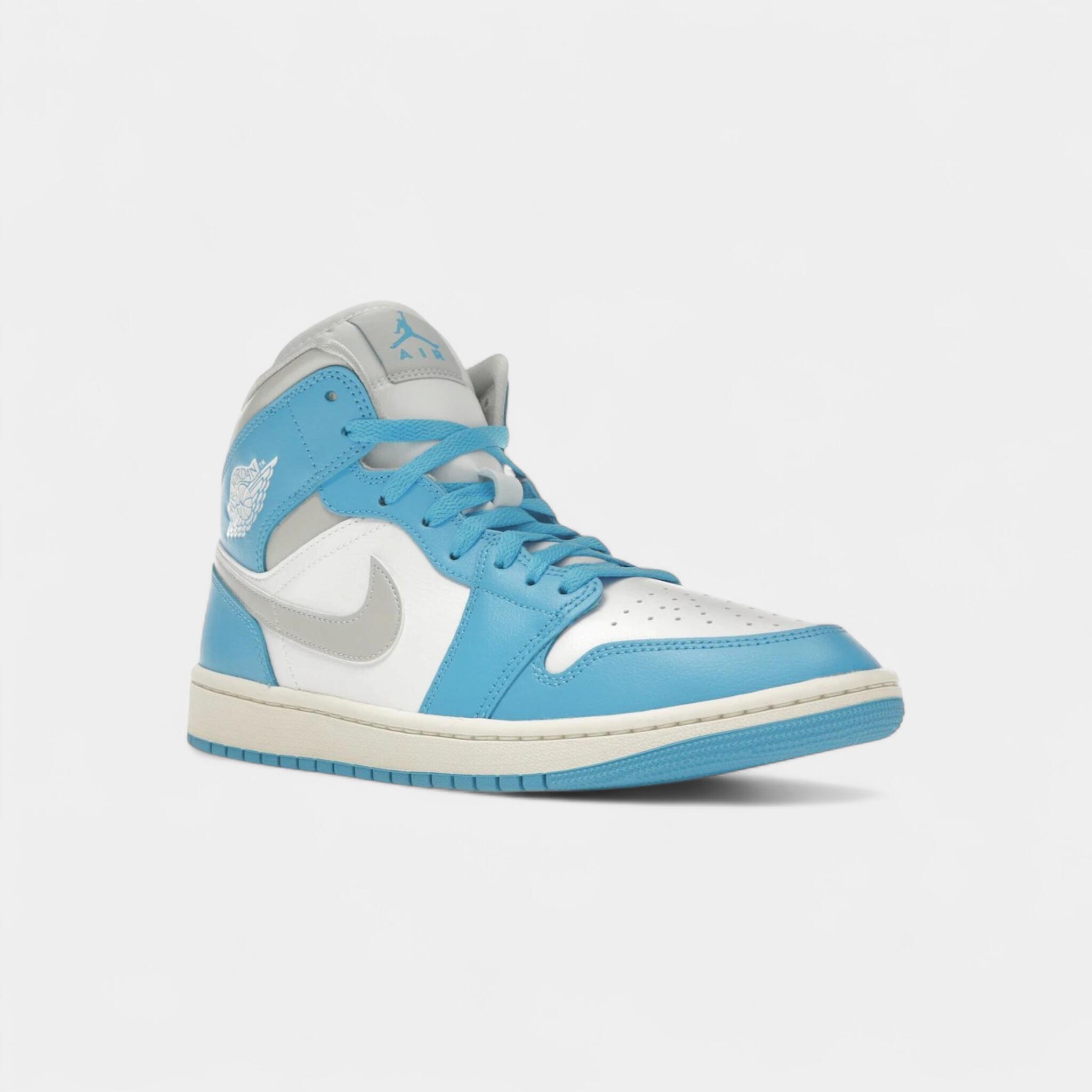 Jordan 1 Mid Dark Powder Blue White Sail Neutral Grey (Women's) 2/4