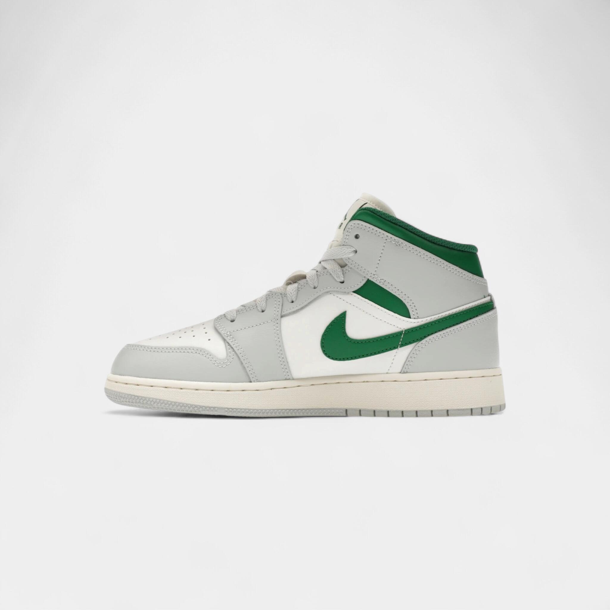 Jordan 1 Mid White Pure Platinum Pine Green (GS) 4/4
