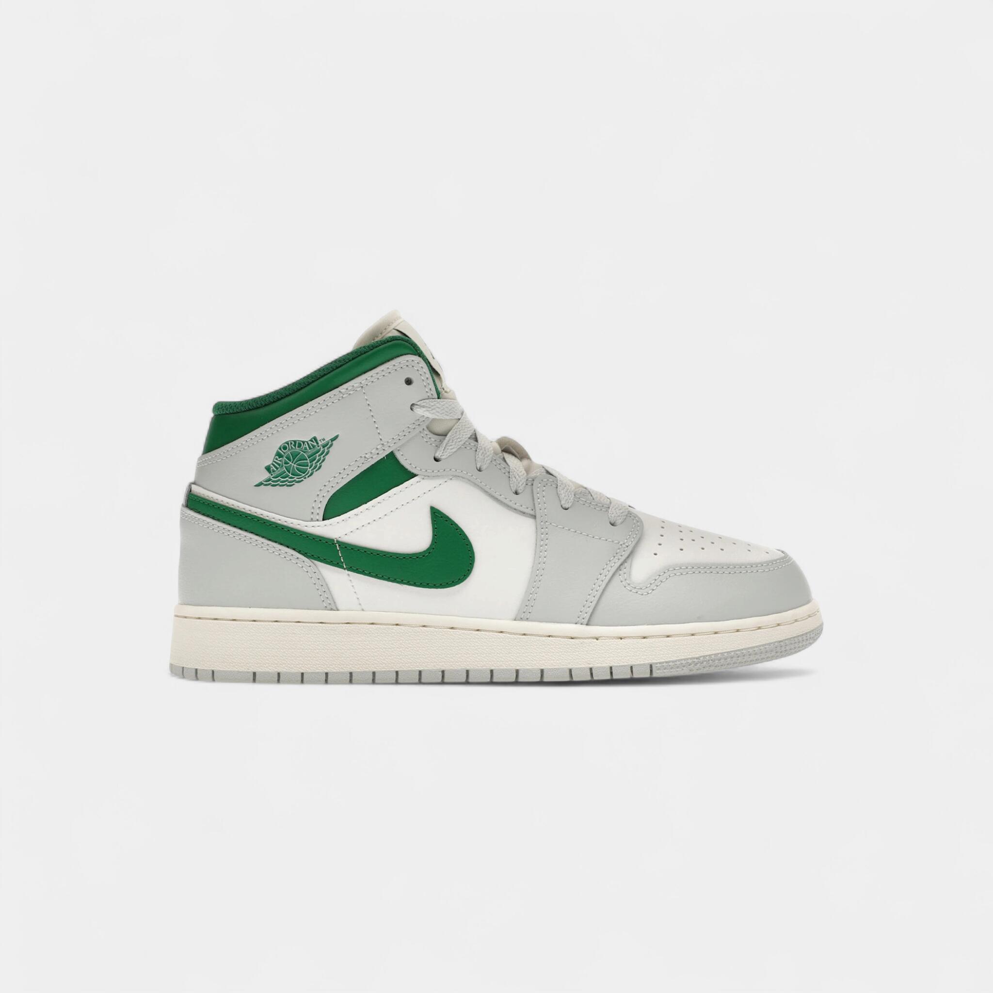 Jordan 1 Mid White Pure Platinum Pine Green (GS) 1/4
