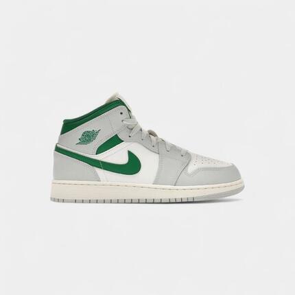Jordan 1 Mid White Pure Platinum Pine Green (GS)