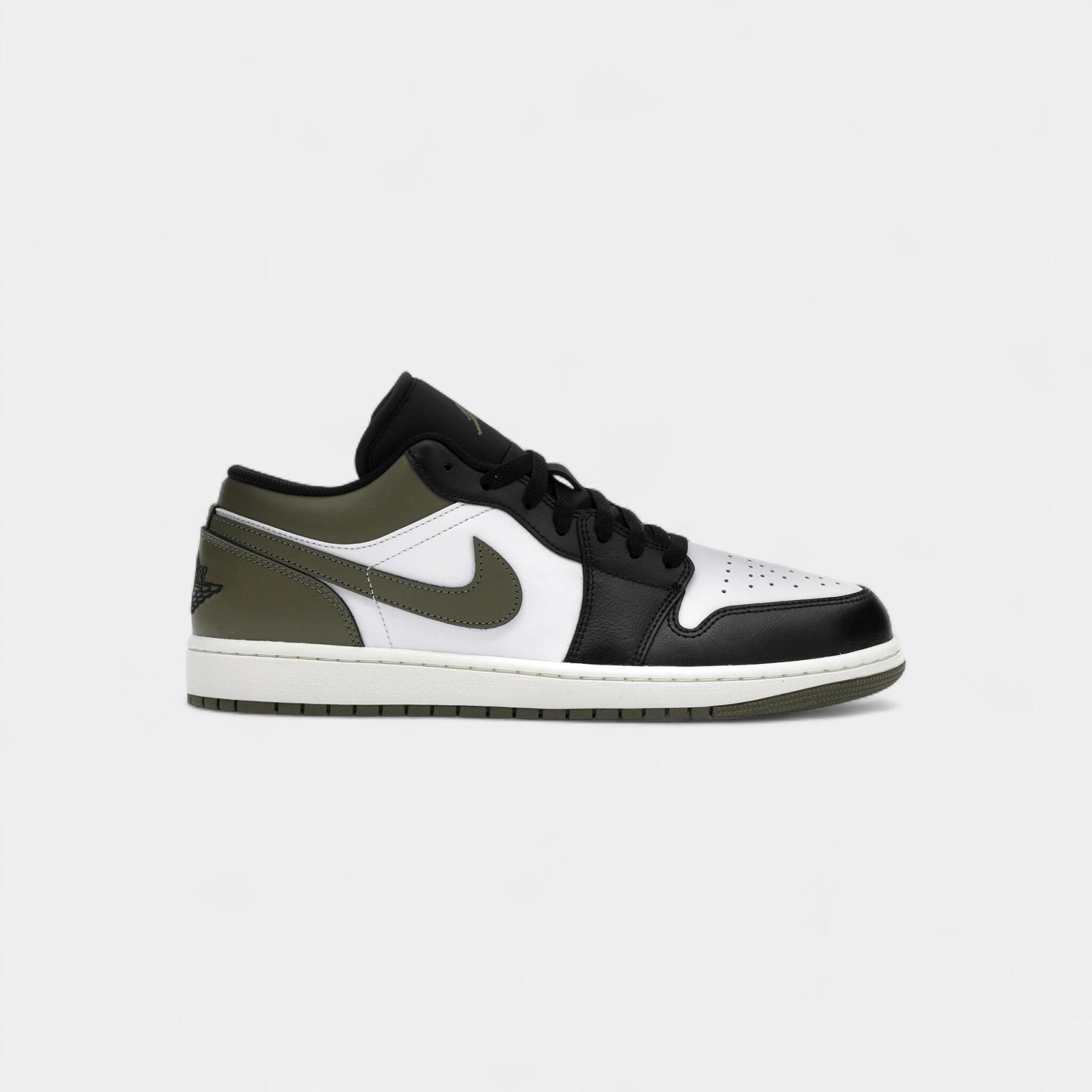Jordan 1 Low Black Toe Medium Olive 1/4