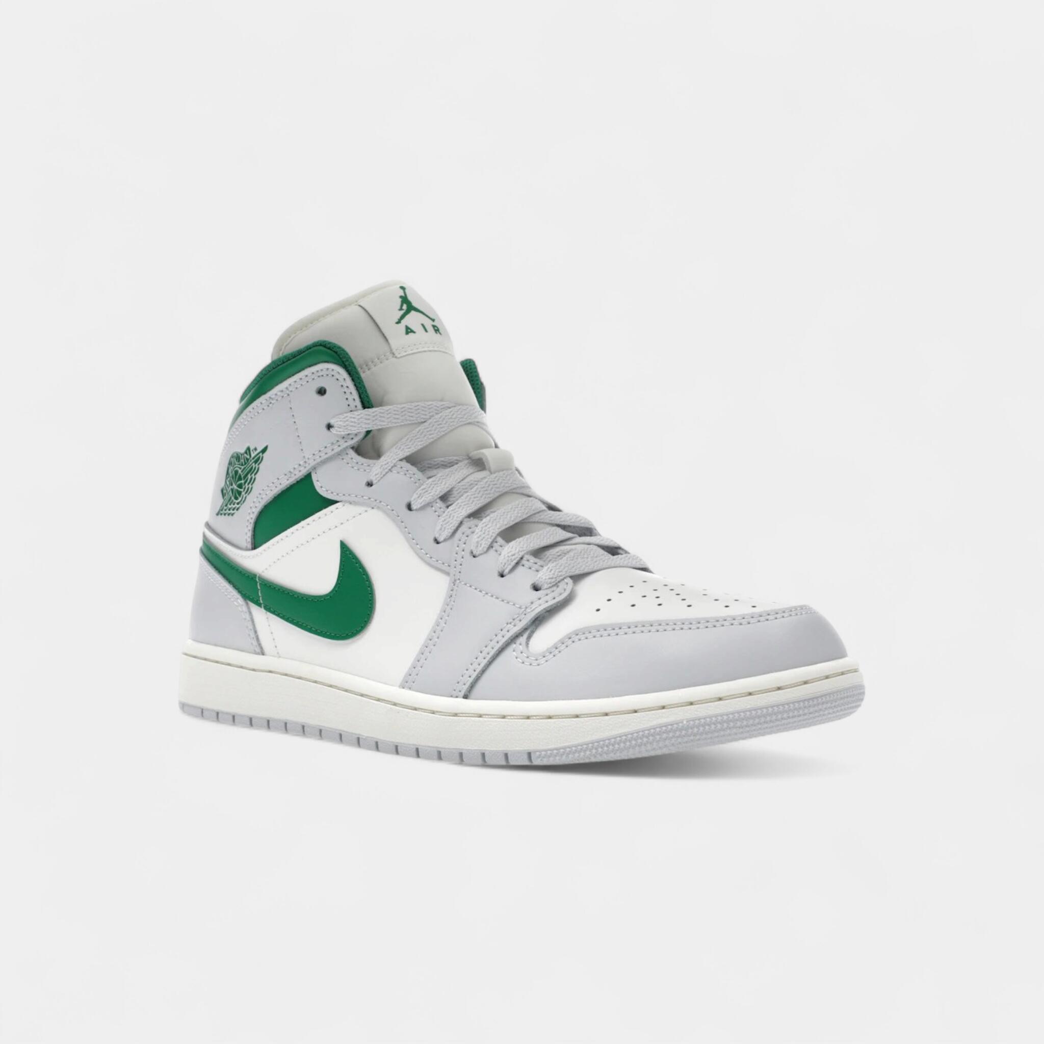 Jordan 1 Mid White Pure Platinum Pine Green 2/4