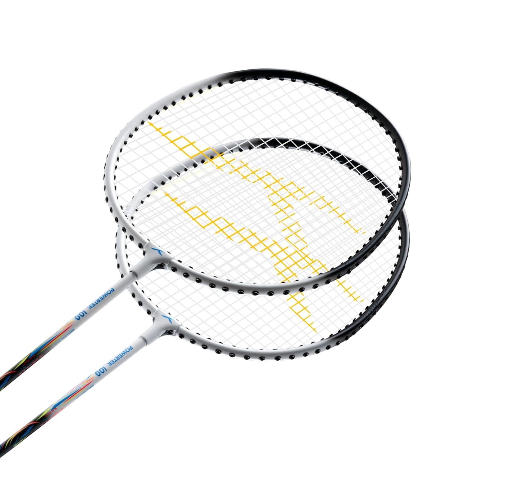 Badminton Set - 2 Schläger mit Hülle Powertek 100 Weiß/Schwarz 3/7