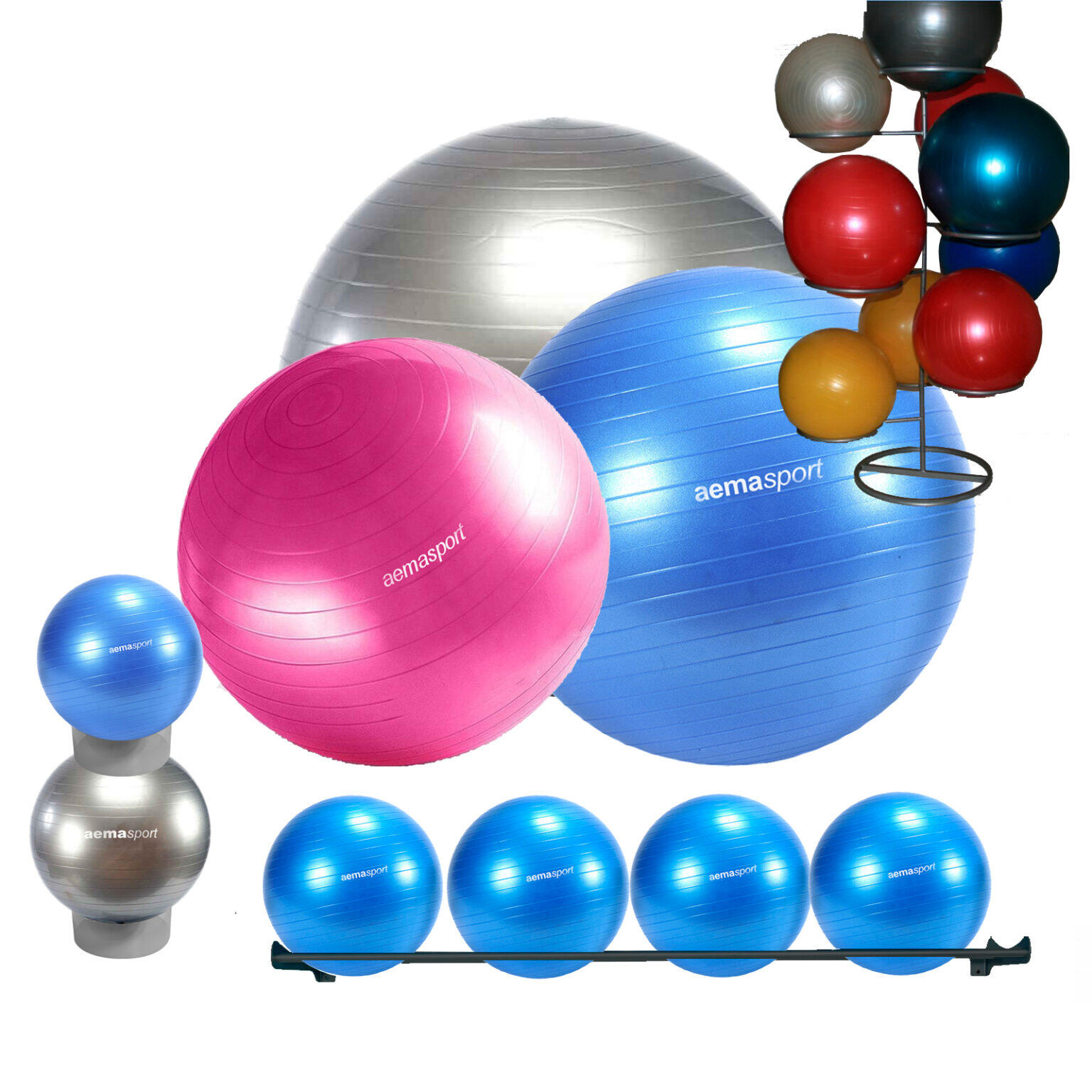 Fitball Pelota de Pilates. Gymball (Sistema Antireventón, 75cm. Gris/Plata) 4/5