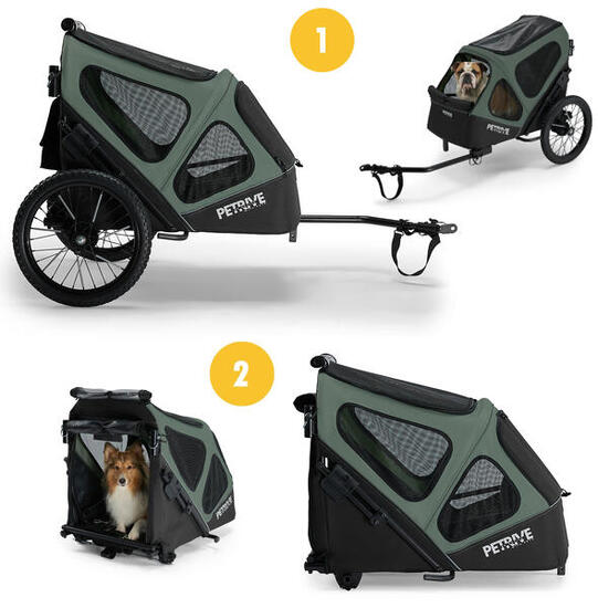 2-in-1 faltbarer Fahrradanhänger für Hunde PETRIVE bis 30 kg