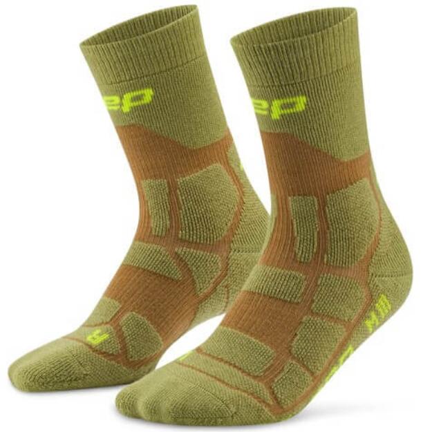 Sosete compresie hiking CEP Hiking Max Cushion 2.0 - olive/maro | amortizare ma...